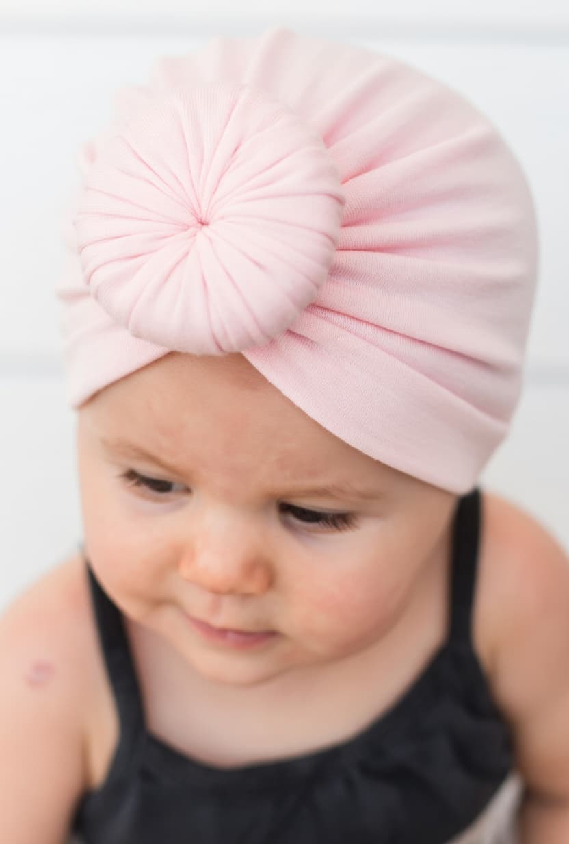 Bonnet turban bébé Rose pâle